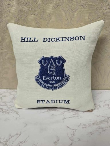 Cushion with the Everton Football Club logo and the text "Hill Dickinson Stadium".