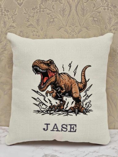 T-Rex dinosaur with a roaring expression and the name "JASE" beneath it.