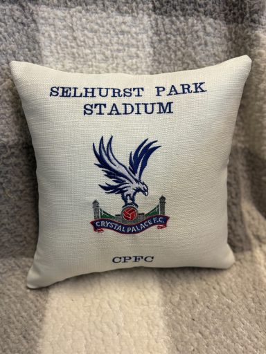 Cushion featuring the Selhurst Park Stadium logo and a decorative eagle design.